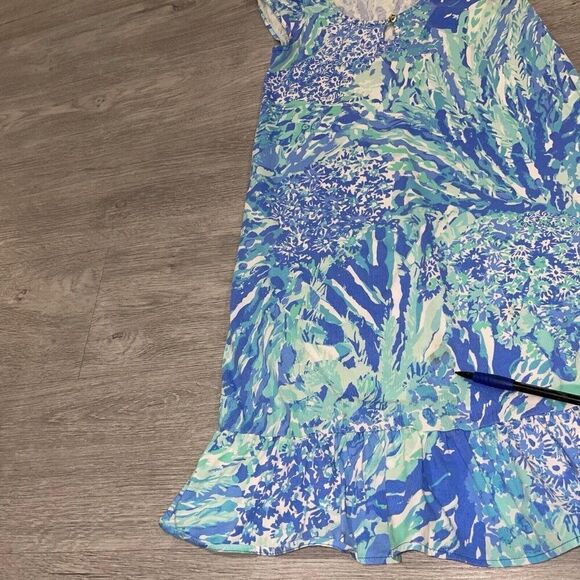 Lilly Pulitzer Women’s XXS Blue Hey Soleil Rejina Dress Flutter Sleeves Flounce - Picture 9 of 9